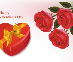 Set of Rose elements Valentine’s Day Cards background vector 01