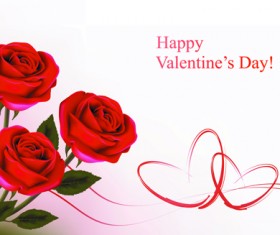Set of Rose elements Valentine’s Day Cards background vector 03