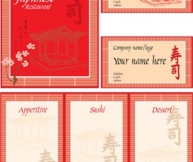 Set of Sushi elements card vector