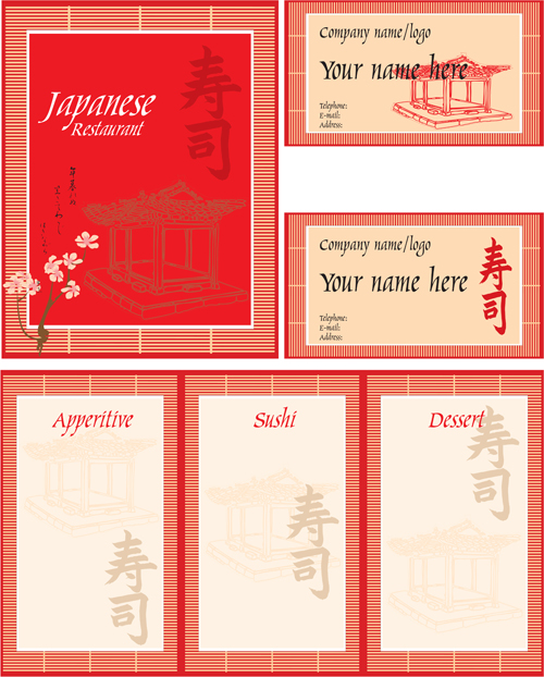 Set of Sushi elements card vector