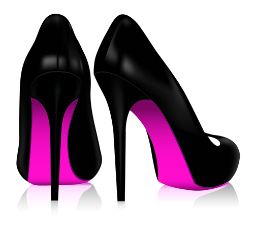 Set of Women's High-heeled shoes vector 01