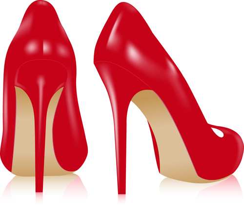 Set of Women's High-heeled shoes vector 03