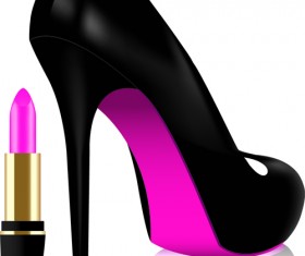 Set of Women's High-heeled shoes vector 05