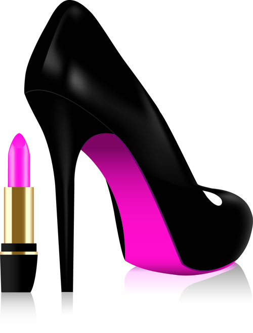 Set of Women's High-heeled shoes vector 05