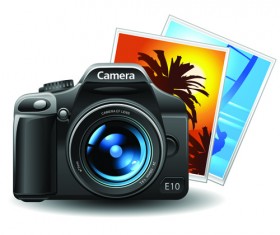 Set of different Photo Camera elements Vector 01