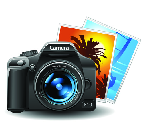 Set of different Photo Camera elements Vector 01