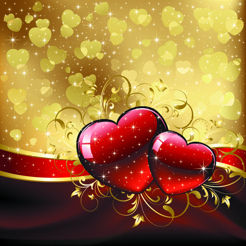 Set of luxurious Valentine Cards Vector 02