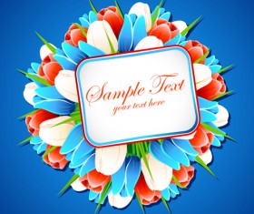 Spring flower elements Greeting Cards vector 03