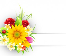 Spring flower elements Greeting Cards vector 04