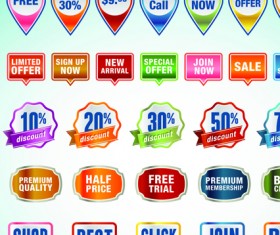 Business elements Stickers and labels vector 02