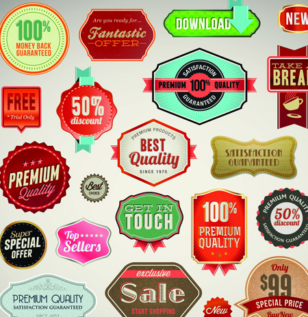 Business elements Stickers and labels vector 03