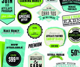 Business elements Stickers and labels vector 04