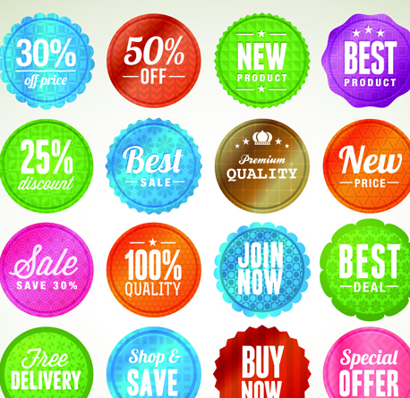Various sale Stickers and labels design vector 01