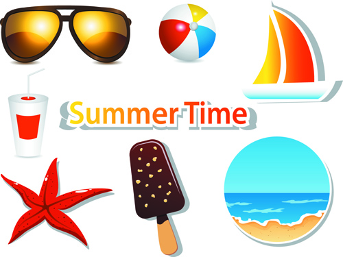 Summer Time background and Illustration vector 01
