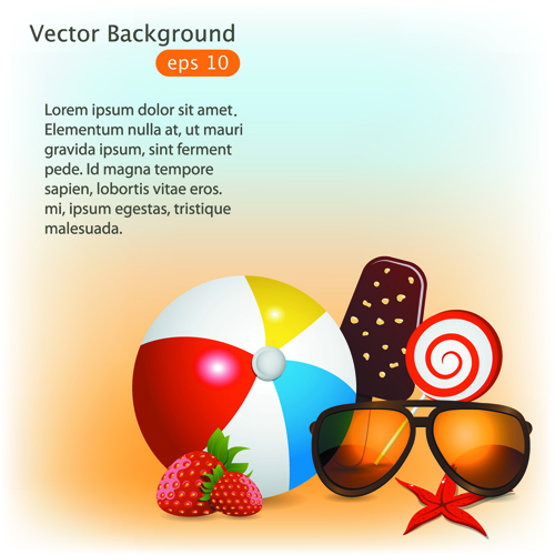 Summer Time background and Illustration vector 03