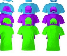 Colorful T-shirts and caps uniform vector template 01