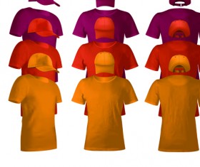 Colorful T-shirts and caps uniform vector template 02