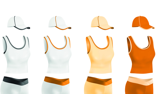 Colorful T-shirts and caps uniform vector template 03