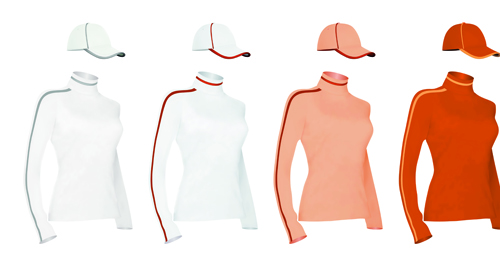 Colorful T-shirts and caps uniform vector template 04