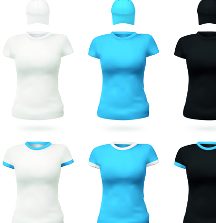 Colorful T-shirts and caps uniform vector template 05