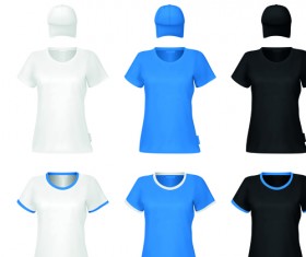 Colorful T-shirts and caps uniform vector template 06
