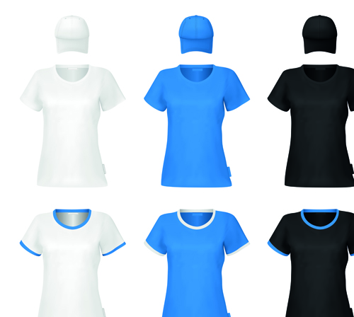 Colorful T-shirts and caps uniform vector template 06