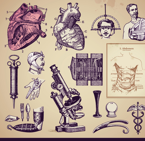 Vintage Medicine elements vector