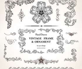 Set of Vintage design elements vector Borders 01