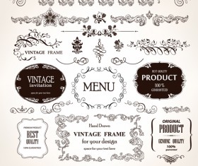 Set of Vintage design elements vector Borders 03