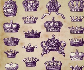 Vintage objects crown mix vector