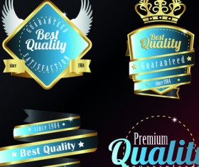 Vintage quality and premium labels vector 04