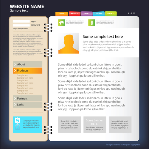 Web sites design template and button vector graphic 01