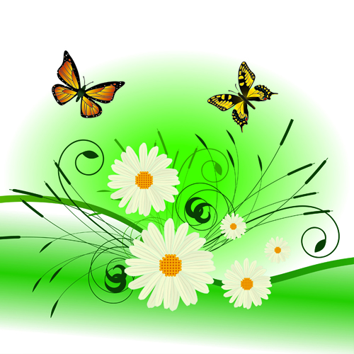 Bright Background with flowers design vector 02