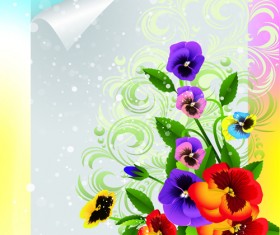 Bright Background with flowers design vector 03