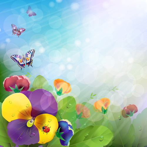 Bright Background with flowers design vector 05