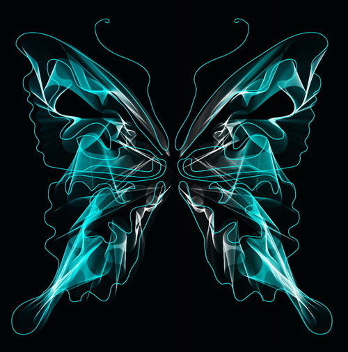 Black Background with Bright butterfly vector graphic 04