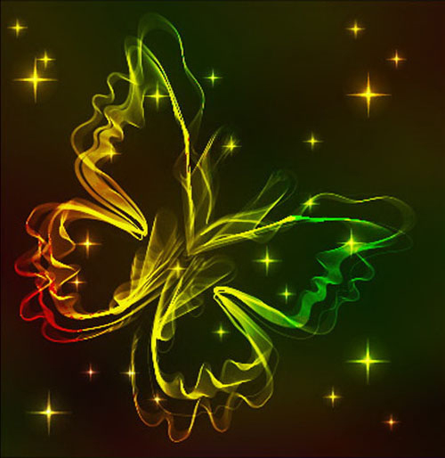 Black Background with Bright butterfly vector graphic 05