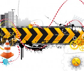 Construction Warning signs Background design vector 02