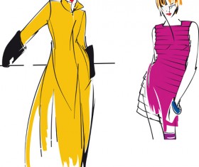 Hand drawn Fashion woman elements vector 03