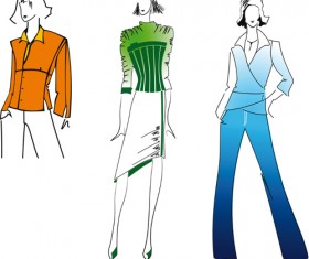 Hand drawn Fashion woman elements vector 04