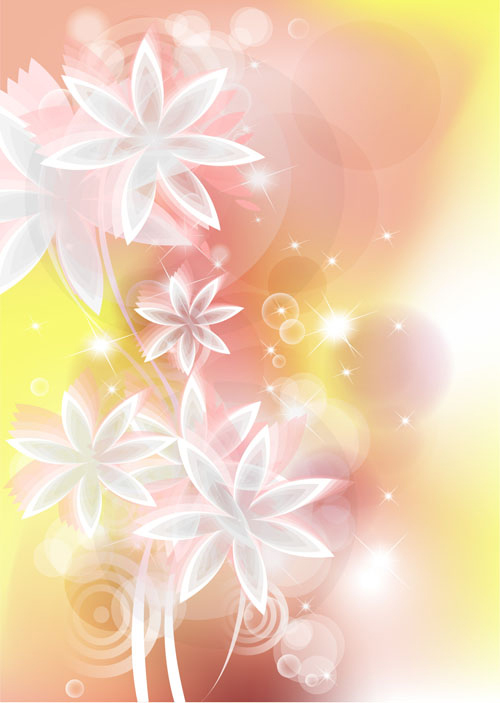 Points of light background with flowers vector set 02 free download