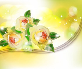 Points of light background with flowers vector set 05