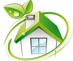 Set of Green Eco House vector 01