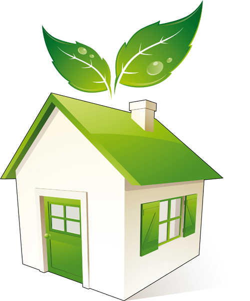 Set of Green Eco House vector 02