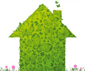 Set of Green Eco House vector 03