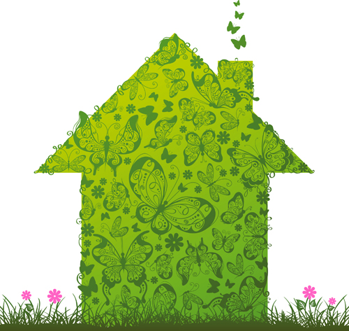 Set of Green Eco House vector 03
