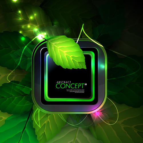 Green leaves concept background elements vector 03