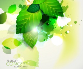 Green leaves concept background elements vector 05