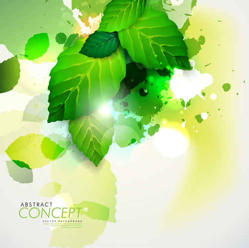 Green leaves concept background elements vector 05