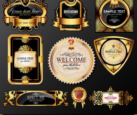 Set of Luxury golden label design vector 01
